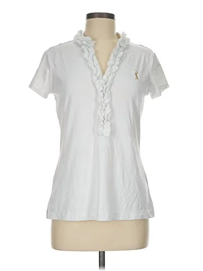 Pre-owned Lilly Pulitzer Luxletic Short Sleeve Blouse In White