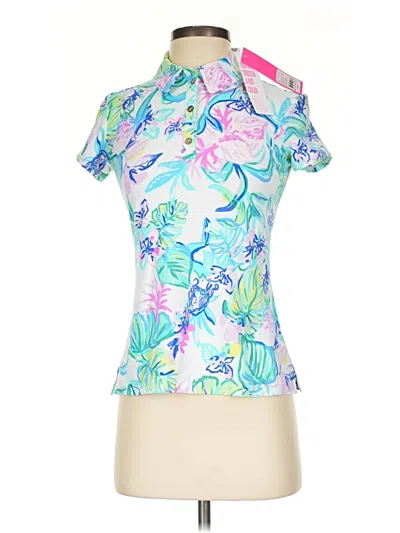 Pre-owned Lilly Pulitzer Luxletic Short Sleeve Polo Shirt In Blue