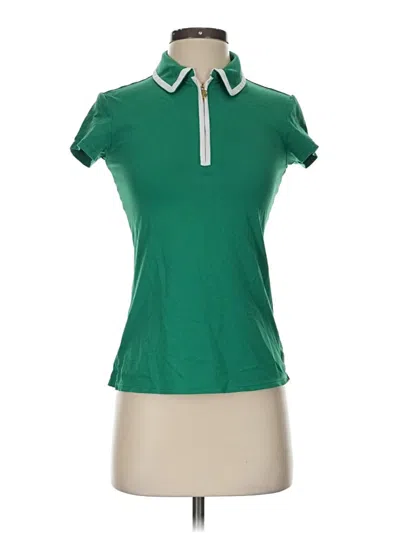 Pre-owned Lilly Pulitzer Luxletic Short Sleeve Top Green Collared Neckline Tops