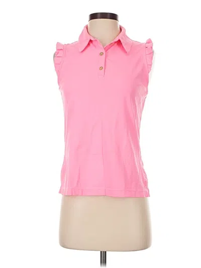 Pre-owned Lilly Pulitzer Luxletic Sleeveless Button Down Shirt In Pink