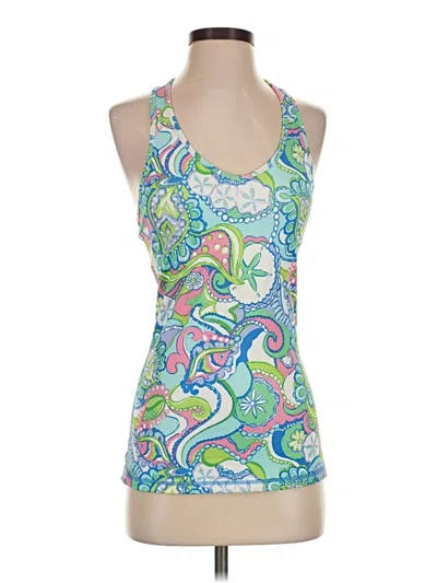 Pre-owned Lilly Pulitzer Luxletic Tank Top Green Halter Neckline Tops