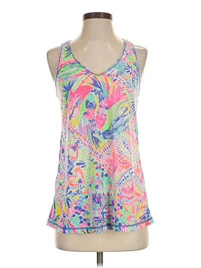 Pre-owned Lilly Pulitzer Luxletic Tank Top Pink Halter Neckline Tops