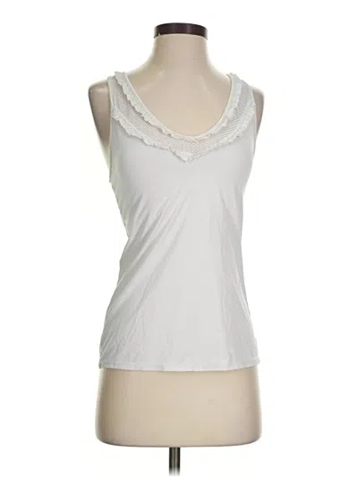 Pre-owned Lilly Pulitzer Luxletic Tank Top White Ruffles Neckline Tops