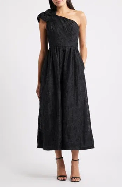 Lilly Pulitzer ® Lynsi Rosette One Shoulder Midi Dress In Black