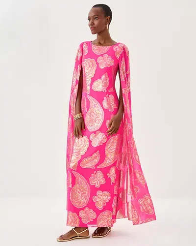 Lilly Pulitzer Madelyn Silk Boat Neck Maxi Caftan In Multi