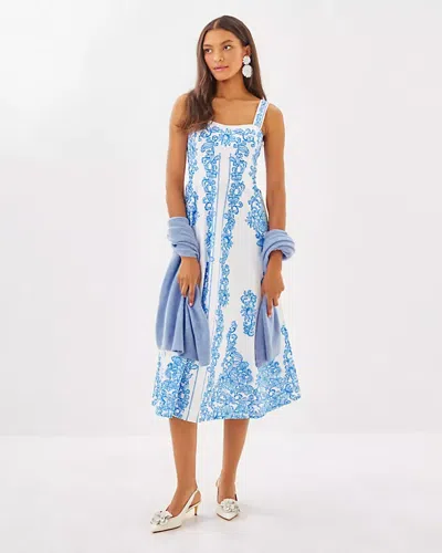 Lilly Pulitzer Maella Midi Dress In Resort White Sunny Side Up Engineered Woven Dress
