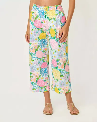 Lilly Pulitzer Mandalay Wide Leg Crop Pant In Multi Lilly Garden In Gold