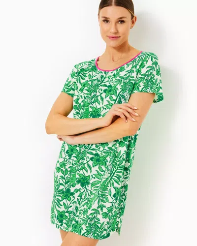 Lilly Pulitzer Margene Pj Sleep Dress In Fiddle Leaf Green Lil Escape Plan In Multi