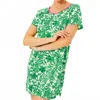 Lilly Pulitzer Margene Pj Sleep Dress In Fiddle Leaf Green Lil Escape Plan In Multi