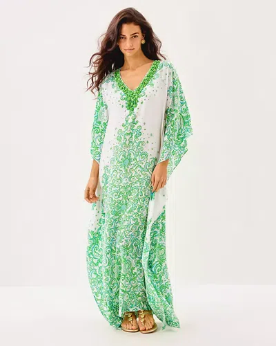 Lilly Pulitzer Marilla Silk Maxi Caftan In Green