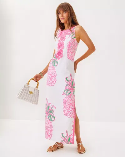 Lilly Pulitzer Marleigh Maxi Shift Dress In Resort White Oversized Party Like A Pineapple Enginee