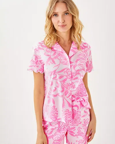 Lilly Pulitzer Marlita Pajama Top In Rousseau Pink Glisten In The Sun