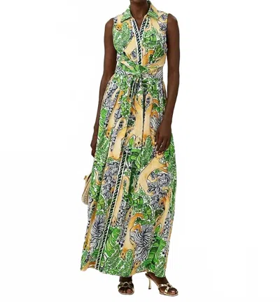 Lilly Pulitzer Marria Stretch Maxi Dress In Multi Palm Prowl Engineered Woven Shirtdress
