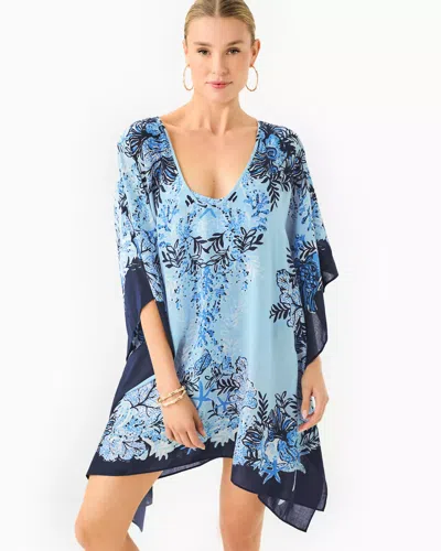 Lilly Pulitzer Maryal Cover-up In Bonaire Blue Just A Little Koi Engineered Coverup