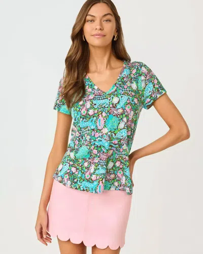 Lilly Pulitzer Maryetta Top In Multi Royal Zoo In Green