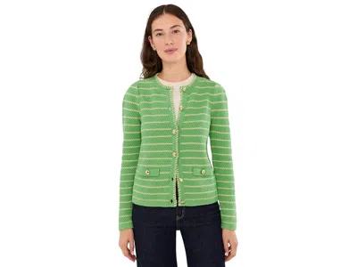 Lilly Pulitzer Maysen Cardigan Women's Sweater Chateau Green Beachy Stripe: Xs, Cotton