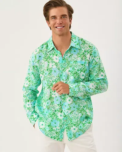 Lilly Pulitzer Men's Stuff Addison Button Down Linen Shirt In Green