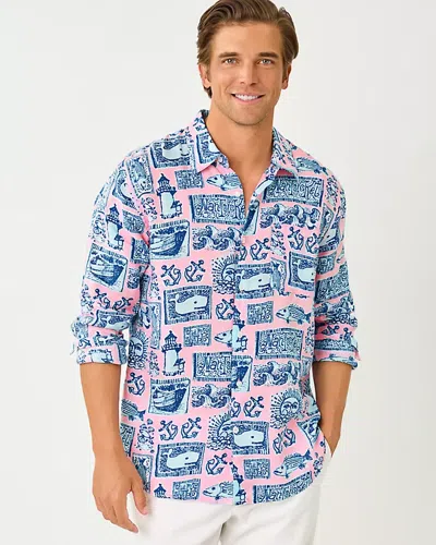Lilly Pulitzer Men's Stuff Addison Button Down Linen Shirt In Pink