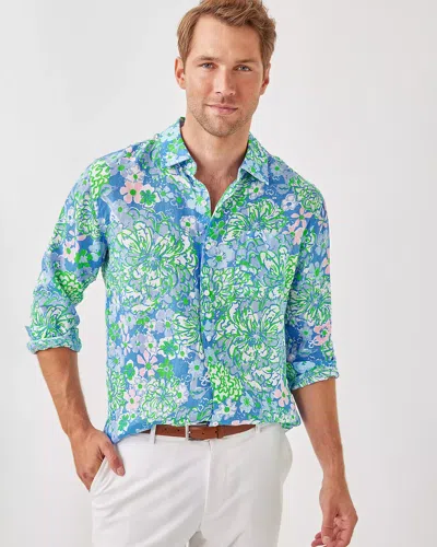 Lilly Pulitzer Men's Stuff Addison Shirt In Sunwashed Blue Plumes In Bloom