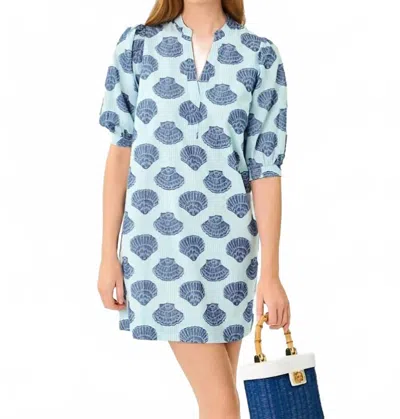 Lilly Pulitzer Mialeigh Elbow Sleeve Dress In Day Dream Blue Seashell Jacquard Yarn Dyed Stripe In Multi