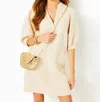 Lilly Pulitzer Mialeigh Elbow Sleeve Linen Dress In Sand Bar X Resort White In Multi