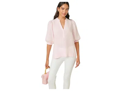 Lilly Pulitzer Mialeigh Elbow Sleeve Linen Top In Pink
