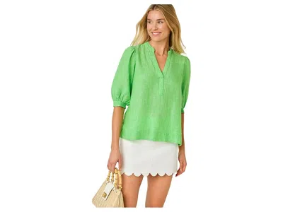 Lilly Pulitzer Mialeigh Elbow Sleeve Linen Top In Green
