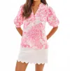 Lilly Pulitzer Mialeigh Elbow Sleeve Linen Top In Rousseau Pink Glisten In The Sun In Pink