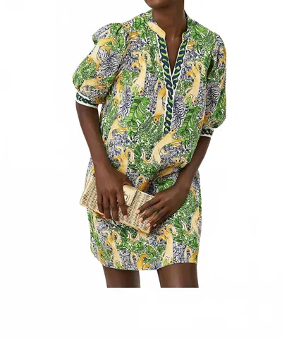 Lilly Pulitzer Mialeigh Elbow Sleeve Mini Dress In Multi Lil Palm Prowl Engineered In Green