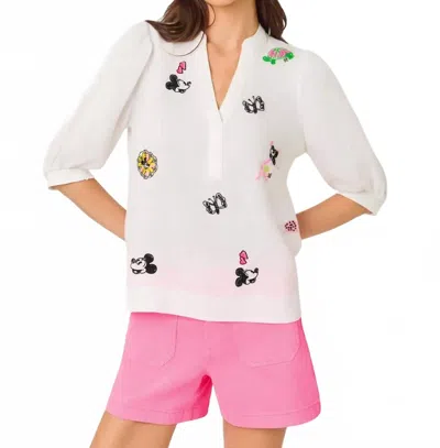 Lilly Pulitzer Mialeigh Embroidered Linen Top In Resort White