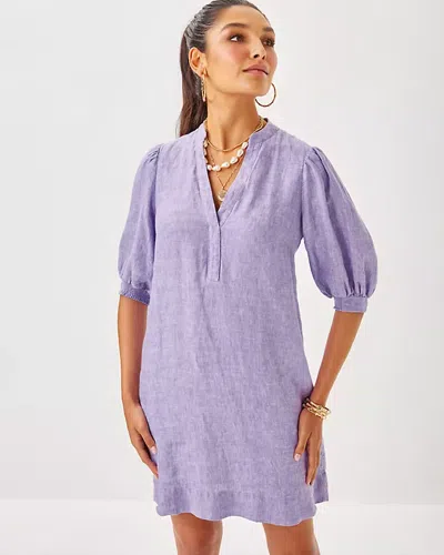 Lilly Pulitzer Mialeigh Linen Dress In Tropicalia Purple X Resort White