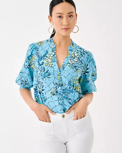 Lilly Pulitzer Mialeigh Linen Top In Blue