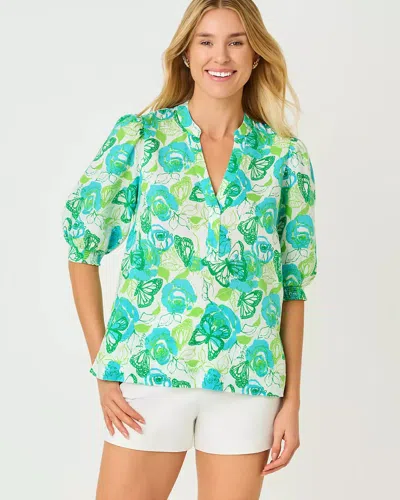 Lilly Pulitzer Mialeigh Linen Top In Green