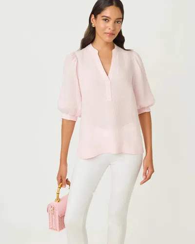 Lilly Pulitzer Mialeigh Linen Top In Pink Muse In Multi
