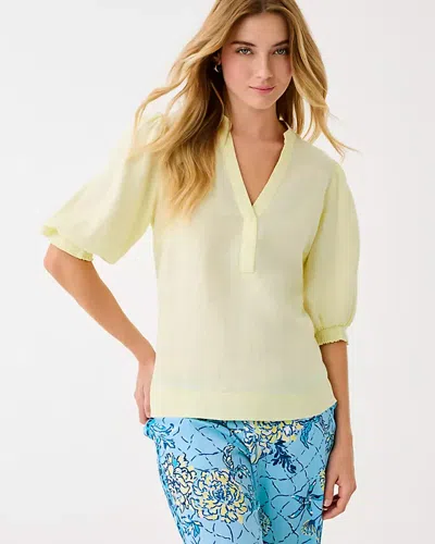 Lilly Pulitzer Mialeigh Linen Top In Yellow