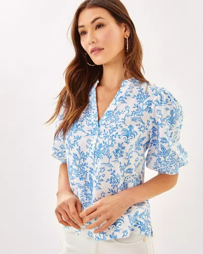 Lilly Pulitzer Mialeigh Linen Top In Resort White Tall Tales