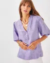 Lilly Pulitzer Mialeigh Linen Top In Tropicalia Purple X Resort White