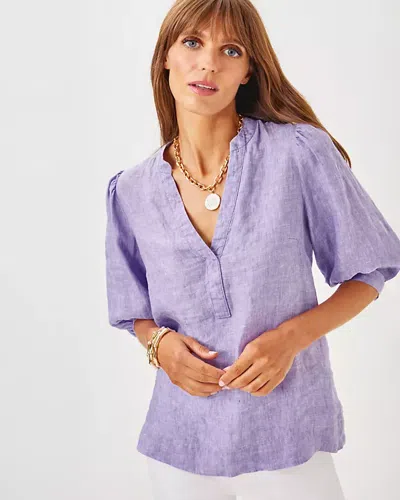 Lilly Pulitzer Mialeigh Linen Top In Tropicalia Purple X Resort White