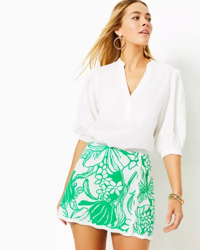 Lilly Pulitzer Michelina Cotton Mini Skort In Spearmint Oversized Kiss My Tulips