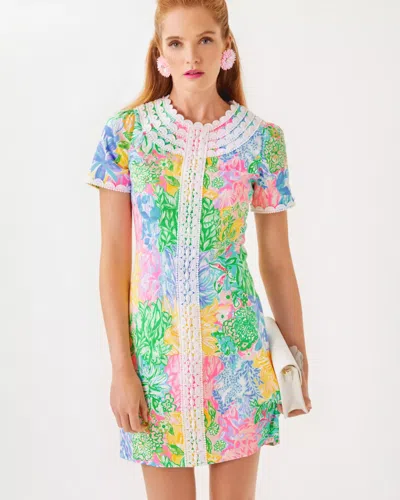 Lilly Pulitzer Mila Short Sleeve Shift Dress In Multi Bright Delight Patch