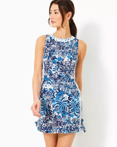 Lilly Pulitzer Mila Stretch Shift Dress In Low Tide Navy Pandarama