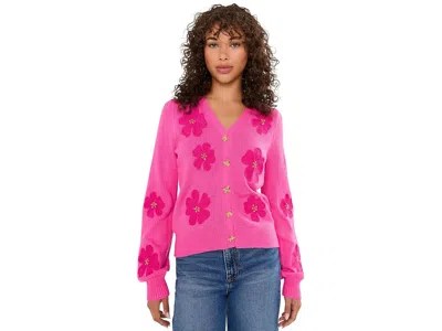 Lilly Pulitzer Millard Sweater Women's Sweater Pink Aster Big Lillys Flower Embroidery: Xs, Acrylic/cotton/polyeste