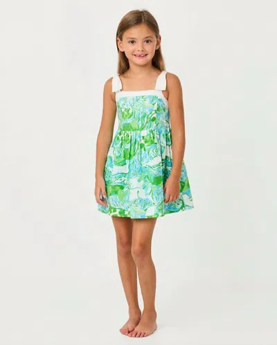 Lilly Pulitzer Kids' Mini Cheri Dress In Capri Blue Galloping Gals In Green