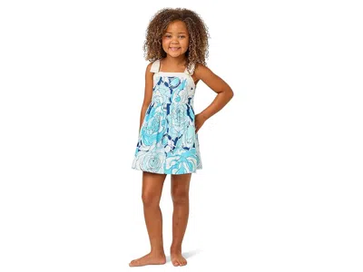 Lilly Pulitzer Mini Cheri Dress (toddler/little Kid/big Kid) Girl's Dress Capri Blue Rosanna : 12 Big Kid, Cotton