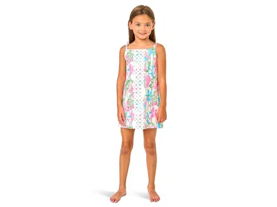 Lilly Pulitzer Mini Delores Dress (toddler/little Kid/big Kid) Girl's Dress Resort White Viney Liney : 3t Toddler,  In Blue