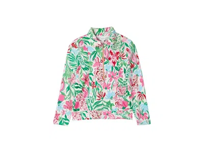 Lilly Pulitzer Mini Eleni Velour Pullover (toddler/little Kid/big Kid) Girl's Sweatshirt Glowing Gardens : Xl (12-1