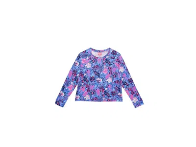 Lilly Pulitzer Mini Emmaline Pullover (toddler/little Kids/big Kids) Girl's Clothing Boca Blue Birds Eye View : Xl  In Purple
