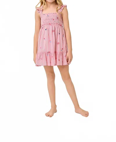 Lilly Pulitzer Kids' Mini Hadly Ruffled Dress In Paradise Punch - It's A 250th Celebration Stripe In Brown