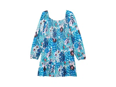 Lilly Pulitzer Mini Jilly Long Sleeved Dress Girl's Dress Breezy Aqua Best Fronds Forever : Md (6-7 Little Kid/big 