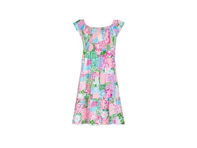 Lilly Pulitzer Mini Jilly Midi Dress (little Kid/big Kid) Girl's Dress Crazy Quilt : Lg (8-10 Big Kid), Cotton